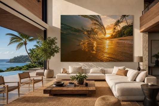2. "Liquid Glass shore-break at sunset" - Photo Print On Fuji Crystal DP II (Rolled for easy Delivery - Requires mounting)